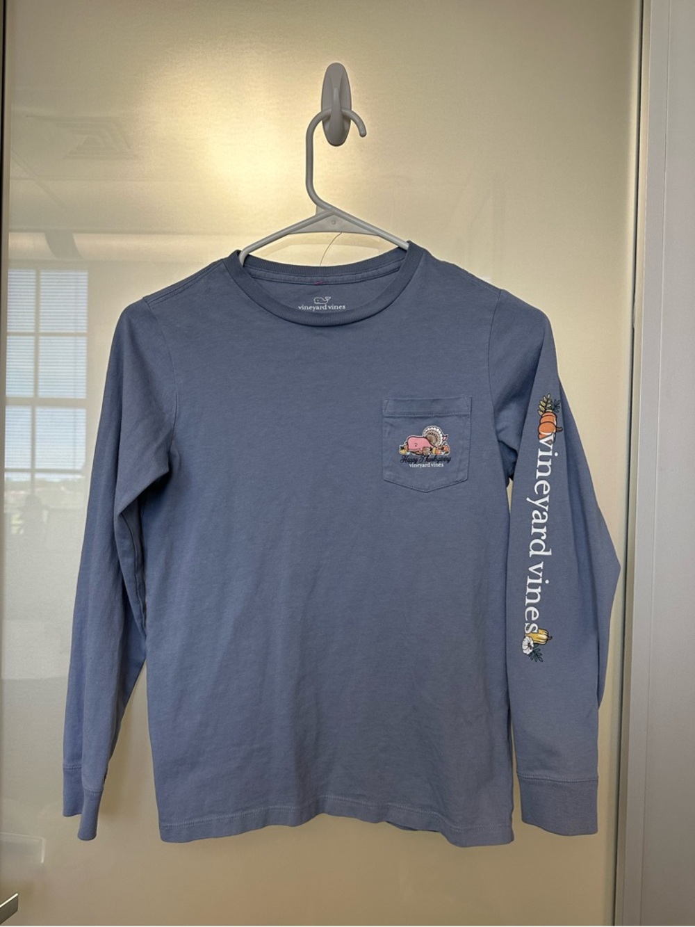 Vineyard Vines Long Sleeve Thanksgiving T-Shirt Boys Small Blue